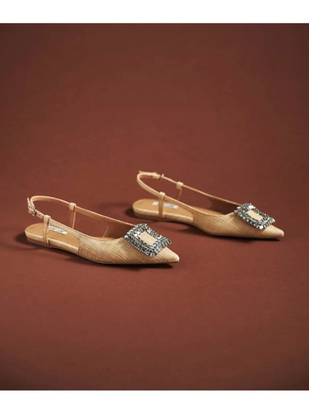 Bibi Lou Embellished Flats women tan brown color dressy leather upper 40/9.5
